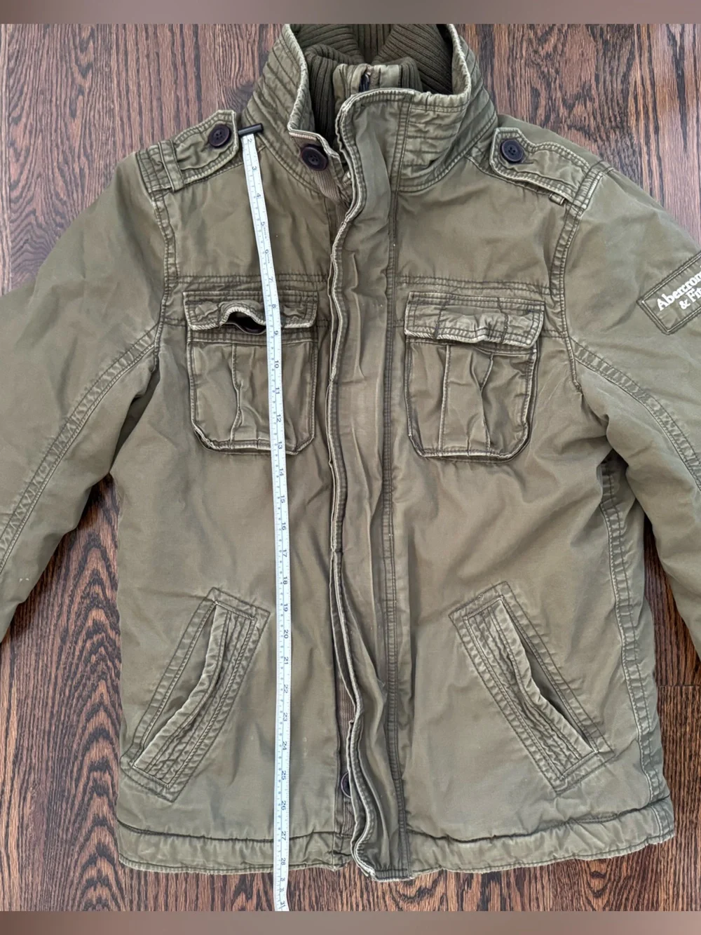 Abercrombie Fitch Cliff Mountain Sherpa Lined Twill Military Coat Olive Jacket M
